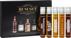 Premium Rum Tasting Set 5 X 0,05 L | Ron Centenario Solera 20 Fundación, Remedy Spiced Rum, Don Papa Rum 7 Jahre, Botucal Reserva Exclusiva & Ron Prohibido Gran Reserva Solera 15