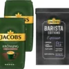 JACOBS Kaffeebohnen Krönung Crema Kräftig 2 X 1kg Ganze Kaffee Bohnen + 1 Aluminium Dose Im Barista-Design