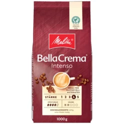 MELITTA Ganze Kaffeebohnen BellaCrema Intenso 1 Kg Starkes Aroma Intensiv