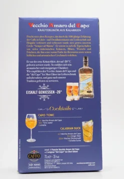 Vecchio Amaro Del Capo | Kräuterlikör Aus Kalabrien | Geschenk-Set Mit 1 Flasche 0,7l. Und 2 Ice-Shot-Gläsern -Senseo || Tassimo Verkäufe 38728579492364f5408e9c06b8c7254f