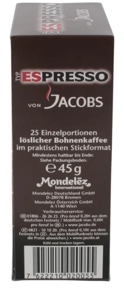 Jacobs Typ Espresso Sticks | Löslicher Kaffee | 25 Portionen 21 Jacobs Typ Espresso Sticks | Löslicher Kaffee | 25 Portionen -Senseo || Tassimo Verkäufe 3c9c8743899b6648e65bd30a7016c9ee