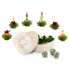 6er ErblühTee In Herz-Holzschachtel „Grüner Tee“