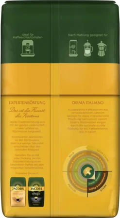 JACOBS Kaffeebohnen Expertenröstung Crema Italiano Bohnenkaffee 2 X 1 Kg Ganze Bohne -Senseo || Tassimo Verkäufe 4358c430c1e706556883ad4a8c67afaa