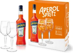 Aperol Geschenkset - Aperol Italiano Aperitivo 0,7L (11% Vol) + 2x Aperol Stilglas / Gläser- [Enthält Sulfite]