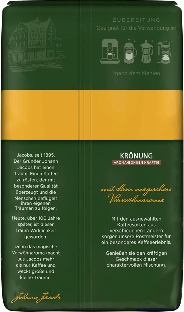 JACOBS Kaffeebohnen Krönung Aroma-Bohne Kräftig 6x500g Ganze Kaffee Bohnen 3 JACOBS Kaffeebohnen Krönung Aroma-Bohne Kräftig 6x500g Ganze Kaffee Bohnen – Bild 3