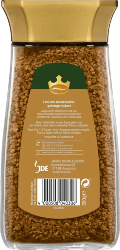 Jacobs Gold | Löslicher Kaffee | 200g-Glas -Senseo || Tassimo Verkäufe 614415c51433cab95547e39641bfd39c