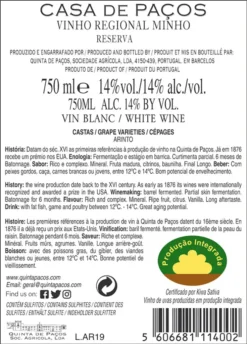 Pack 6 Casa De Paços Arinto Reserva Weißwein 0,75L -Senseo || Tassimo Verkäufe 6b01d543464d32f9763e67eaf52f67f3