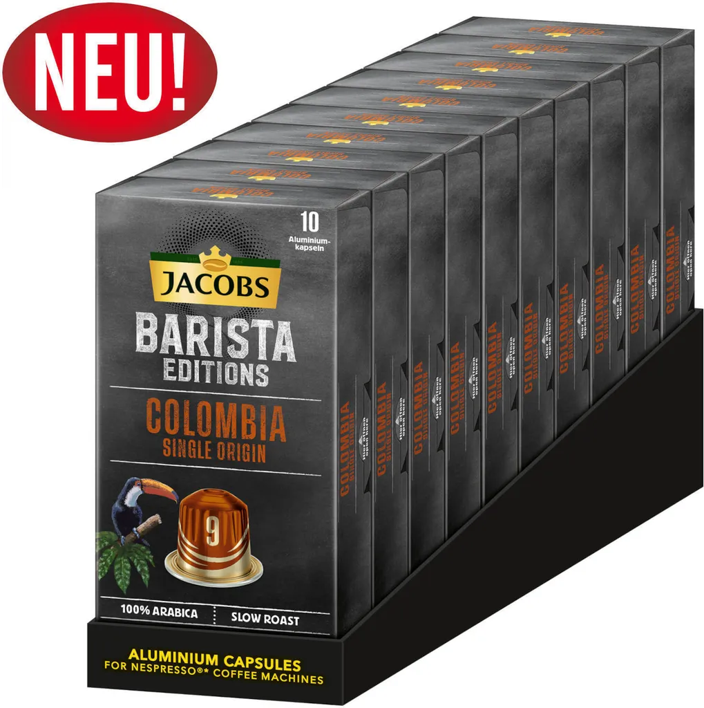 JACOBS Kapseln Barista Editions Colombia Origin 9 10 X 10 Nespresso®* Kompatibel 1 JACOBS Kapseln Barista Editions Colombia Origin 9 10 X 10 Nespresso®* Kompatibel