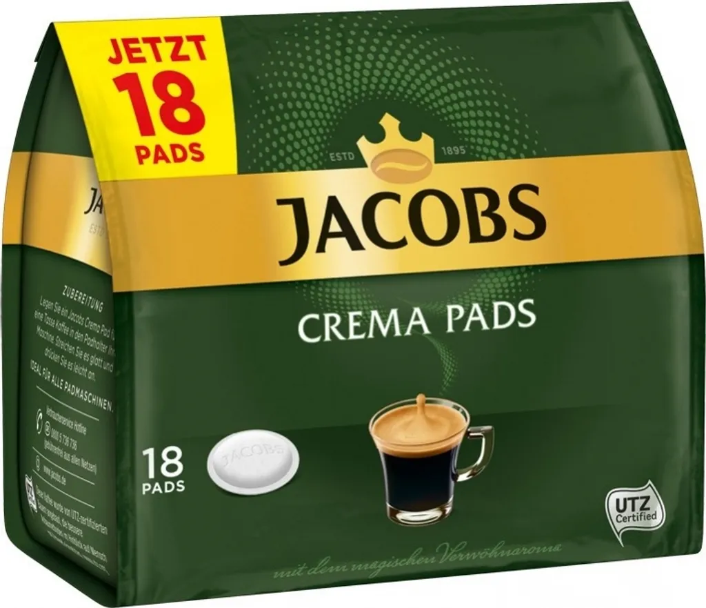 Jacobs Crema Pads | 18 Senseo Kompatible Kaffeepads 118 G 2 Jacobs Crema Pads | 18 Senseo Kompatible Kaffeepads 118 G – Bild 2