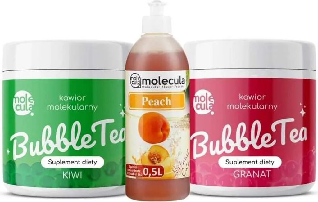 Bubble Tea Set - Kiwi Und Granatapfel, Pfirsichsirup, Tassen Und Strohhalme 1 Bubble Tea Set - Kiwi Und Granatapfel, Pfirsichsirup, Tassen Und Strohhalme