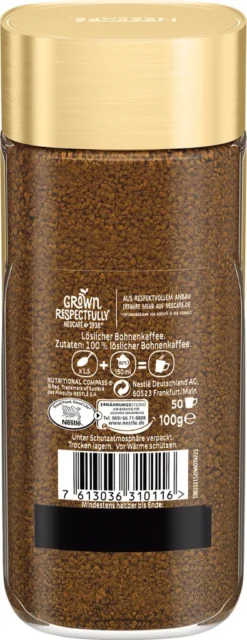 Nestlé® Nescafé Gold Das Original, Löslicher Bohnenkaffee, Kaffee, Gemahlener Röstkaffee, Glas, 100 G -Senseo || Tassimo Verkäufe 80fed8a36e910512b23dc0d0f338be2f