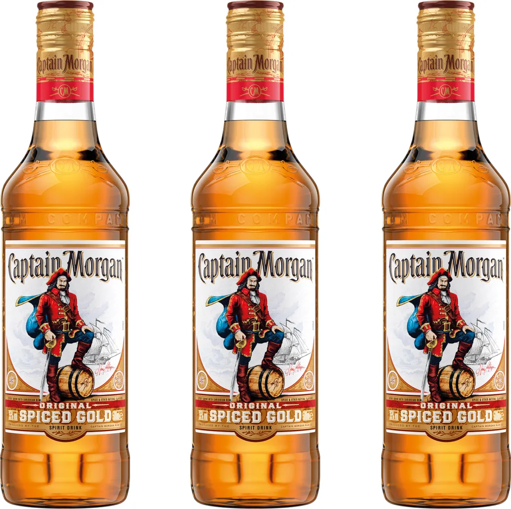 Captain Morgan Original Spiced Gold, 3er, Rum-Basis, Alkohol, Alkoholgetränk, Flasche, 35 %, 500 Ml, 735454 1 Captain Morgan Original Spiced Gold, 3er, Rum-Basis, Alkohol, Alkoholgetränk, Flasche, 35 %, 500 Ml, 735454