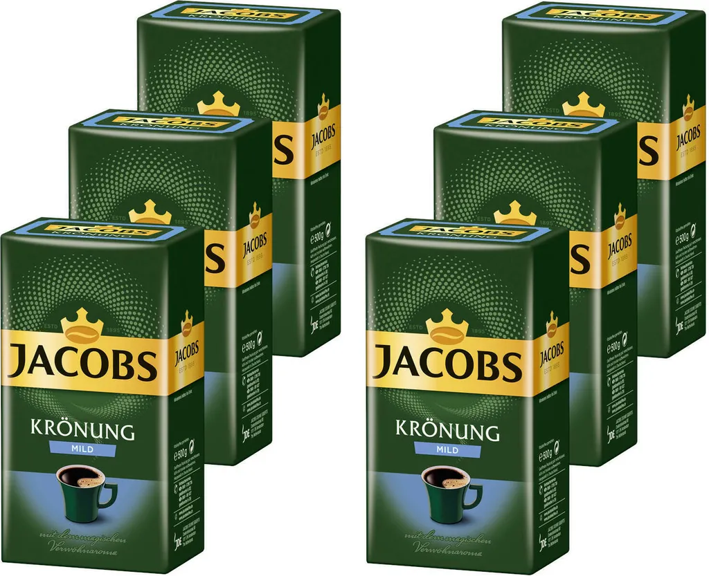 JACOBS Filterkaffee Krönung Mild 6 X 500 G Kaffee Gemahlen + 1 Becher + 1 Dose 2 JACOBS Filterkaffee Krönung Mild 6 X 500 G Kaffee Gemahlen + 1 Becher + 1 Dose – Bild 2