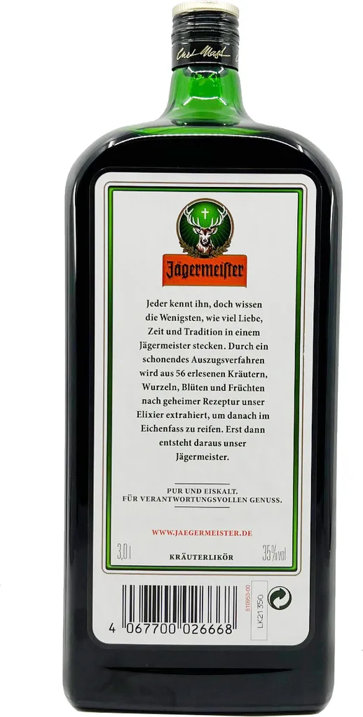 Jägermeister Likör Shot Mit 56 Verschiedenen Kräutern 3000ml 4 Jägermeister Likör Shot Mit 56 Verschiedenen Kräutern 3000ml – Bild 4