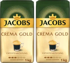 JACOBS Kaffeebohnen Expertenröstung Crema Gold 2 X 1 Kg Ganze Kaffee Bohnen Geröstet