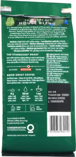 Starbucks House Blend Medium Roast Gemahlener Filterkaffee 200g -Senseo || Tassimo Verkäufe 91a8d4ae40392ebfe8747b42f1279662