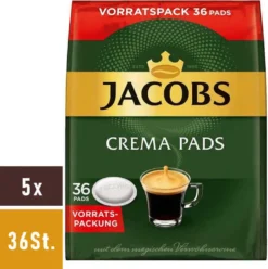 JACOBS Kaffeepads Crema Classic UTZ- 5 X 36 Getränke Pads Vorteilspack -Senseo || Tassimo Verkäufe 928d75f3134333213fd528f798811144