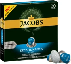 JACOBS Kapseln Decaffeinato 6 Lungo Entkoffeiniert 1 X 20 Nespresso®* Kompatible Kaffeekapseln -Senseo || Tassimo Verkäufe 9372ef07e3396c7c58acd267eab970c6