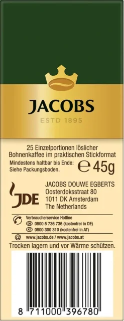 JACOBS Typ Cafe Crema Löslicher Kaffee 12 X 25 Sticks 13 JACOBS Typ Cafe Crema Löslicher Kaffee 12 X 25 Sticks -Senseo || Tassimo Verkäufe 9f5cdfef962f5f02556217479788c3c5