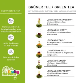 Creano Teeblumen Geschenkset In Holz Teekiste 12 Erblühtee In 6 Sorten Grüner Tee Fruchtig Aromatisiert, Fruity Flavor -Senseo || Tassimo Verkäufe afeda015e070c82c81ee22a2f271dd20 2
