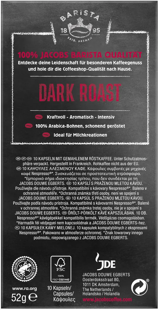 JACOBS Kapseln Barista Editions Dark Roast 10 10x10 Nespresso®* Kompatibel 3 JACOBS Kapseln Barista Editions Dark Roast 10 10x10 Nespresso®* Kompatibel – Bild 3