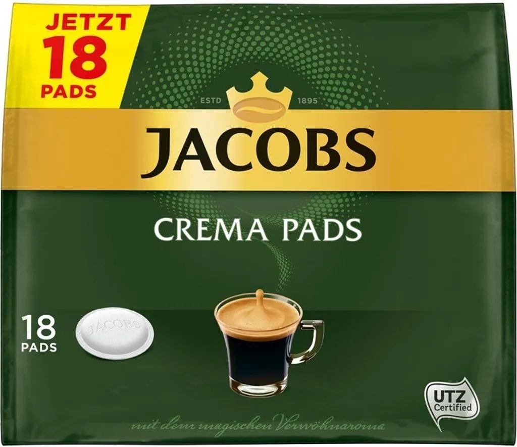 Jacobs Crema Pads | 18 Senseo Kompatible Kaffeepads 118 G 1 Jacobs Crema Pads | 18 Senseo Kompatible Kaffeepads 118 G
