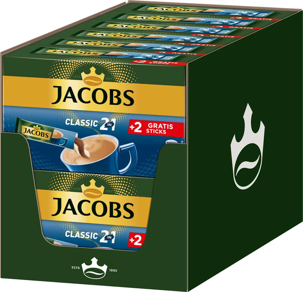 JACOBS Löskaffee Classic 2in1 Löslicher Kaffee 12 X 10+2 Sticks Instantkaffee 1 JACOBS Löskaffee Classic 2in1 Löslicher Kaffee 12 X 10+2 Sticks Instantkaffee