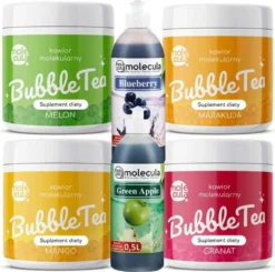 Bubble Tea Set - Melone, Granatapfel, Passionsfrucht, Mangokugeln, Beerensirup, Apfel, Tassen Und Strohhalme