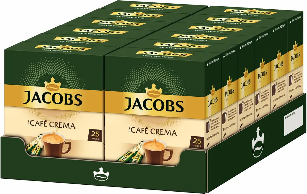JACOBS Typ Cafe Crema Löslicher Kaffee 12 X 25 Sticks 1 JACOBS Typ Cafe Crema Löslicher Kaffee 12 X 25 Sticks
