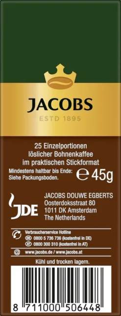Jacobs Typ Espresso Sticks | Löslicher Kaffee | 25 Portionen 13 Jacobs Typ Espresso Sticks | Löslicher Kaffee | 25 Portionen -Senseo || Tassimo Verkäufe d0d3055304e6311a5038922c79425c6e