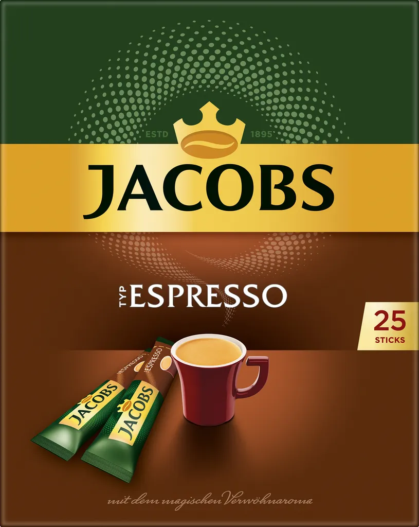 Jacobs Typ Espresso Sticks | Löslicher Kaffee | 25 Portionen 1 Jacobs Typ Espresso Sticks | Löslicher Kaffee | 25 Portionen