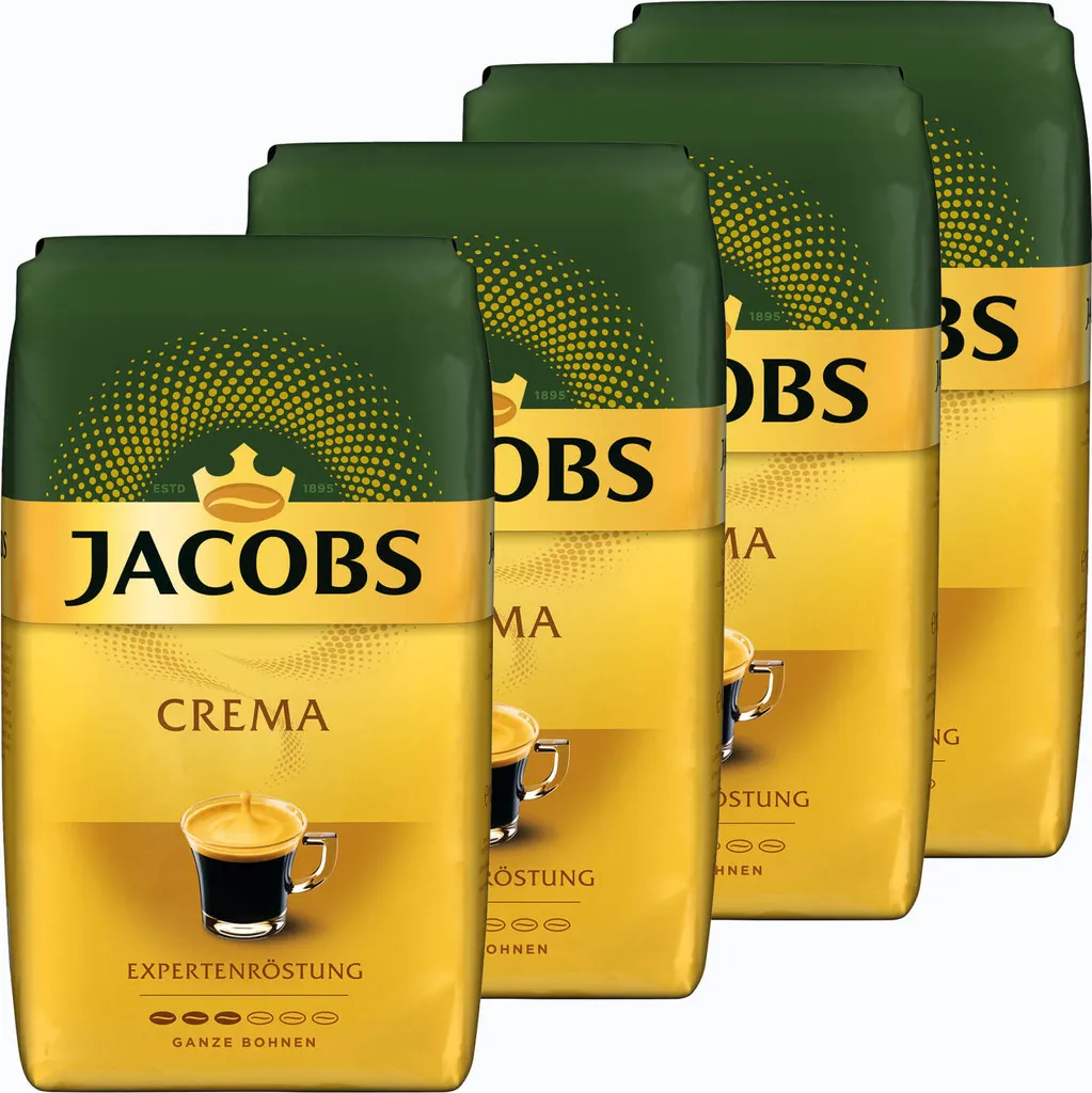 JACOBS Expertenröstung Crema Kaffee Ganze Bohne 4 X 1 Kg Kaffeebohnen 1 JACOBS Expertenröstung Crema Kaffee Ganze Bohne 4 X 1 Kg Kaffeebohnen