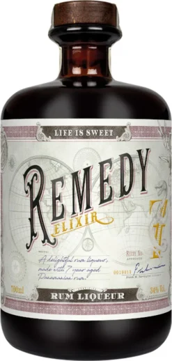 Remedy Elixir Rum Likör Auf Basis Eines Panamischen Rums | 34 % Vol | 0,7 L