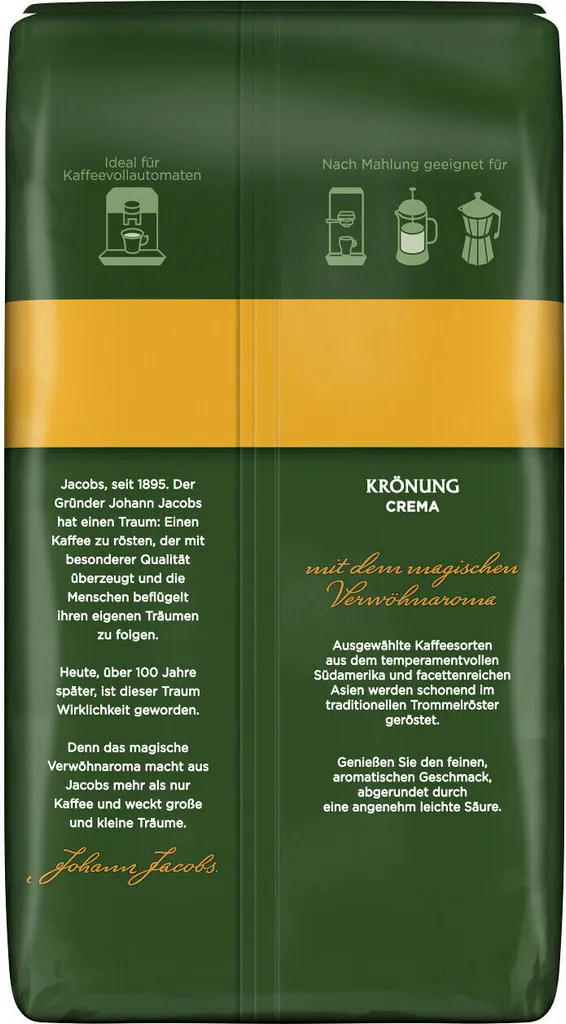 JACOBS Kaffeebohnen Krönung Crema 3 Kg Ganze Geröstete Bohnen + 1 Jacobs Barista Becher + 1 Dose 3 JACOBS Kaffeebohnen Krönung Crema 3 Kg Ganze Geröstete Bohnen + 1 Jacobs Barista Becher + 1 Dose – Bild 3