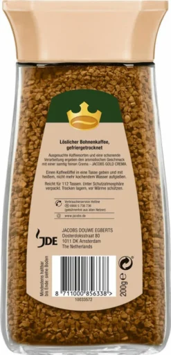JACOBS GOLD Crema, Löslicher Kaffee, 200 G GL -Senseo || Tassimo Verkäufe fc8f3d5fe44a2c5c5fa540f0055464ea